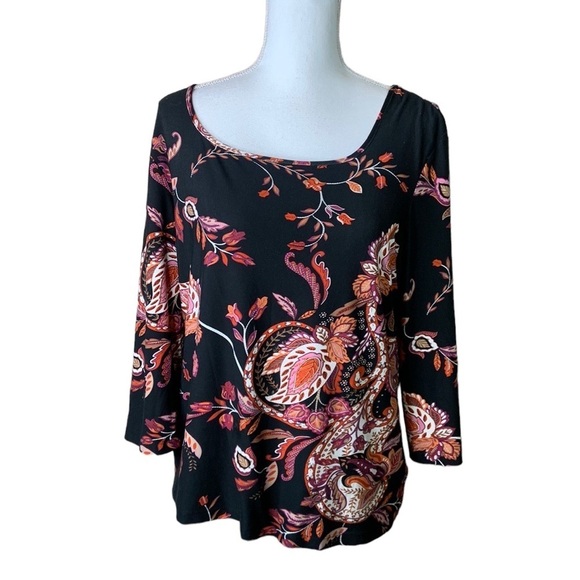 Style & Co. Tops - Style & Co. Collection Black Floral Top Size Large